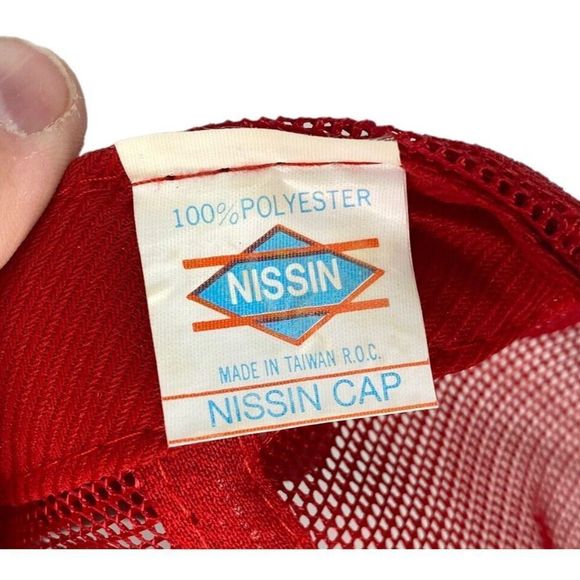 Vintage RAYOVAC Hat Red Snap Back Trucker Cap Batteries Nissin 1990s Black Mesh - Picture 6 of 6